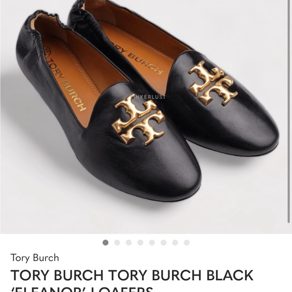 Tory Burch Black Loafers with Gold Emblem